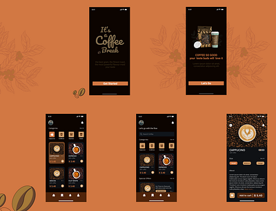 Cafe Application UI/UX Design application application design branding color design illustraion illustration logo ui vector