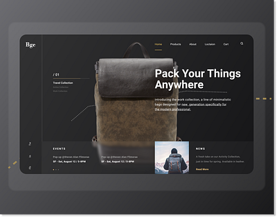 Back pack Landing page adobexd landingpage ui