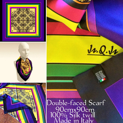 4 Moons & Stars Explode (Double Faced Scarf) 100% Silk Twill branding color creative design fabric fashion font graphic design her him illustration kids moon motion rainbow scarf stars typography