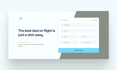 Flight Website Hero Section dopywriting ui ux