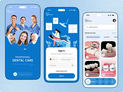 Dental Care Mobile App android dental app dental care dental health dental technology dentist life dentistry design figma design health tech ios medical app medical tech mobile app mobile design modern oral health smart health ui ux design