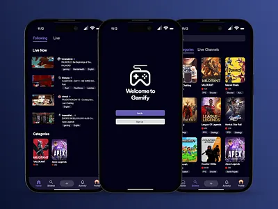 Game Streaming Apps app design mobile design ui