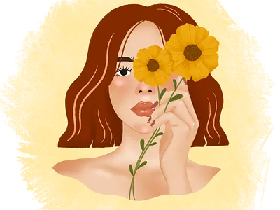 Bloom where you're planted 2d beautiful image beauty businesswoman character design characters digital art digital illustration elegant face female person feminine feminism graphic design headshot portrait illustration portrait procreate woman women young person