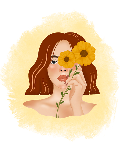 Bloom where you're planted 2d beautiful image beauty businesswoman character design characters digital art digital illustration elegant face female person feminine feminism graphic design headshot portrait illustration portrait procreate woman women young person