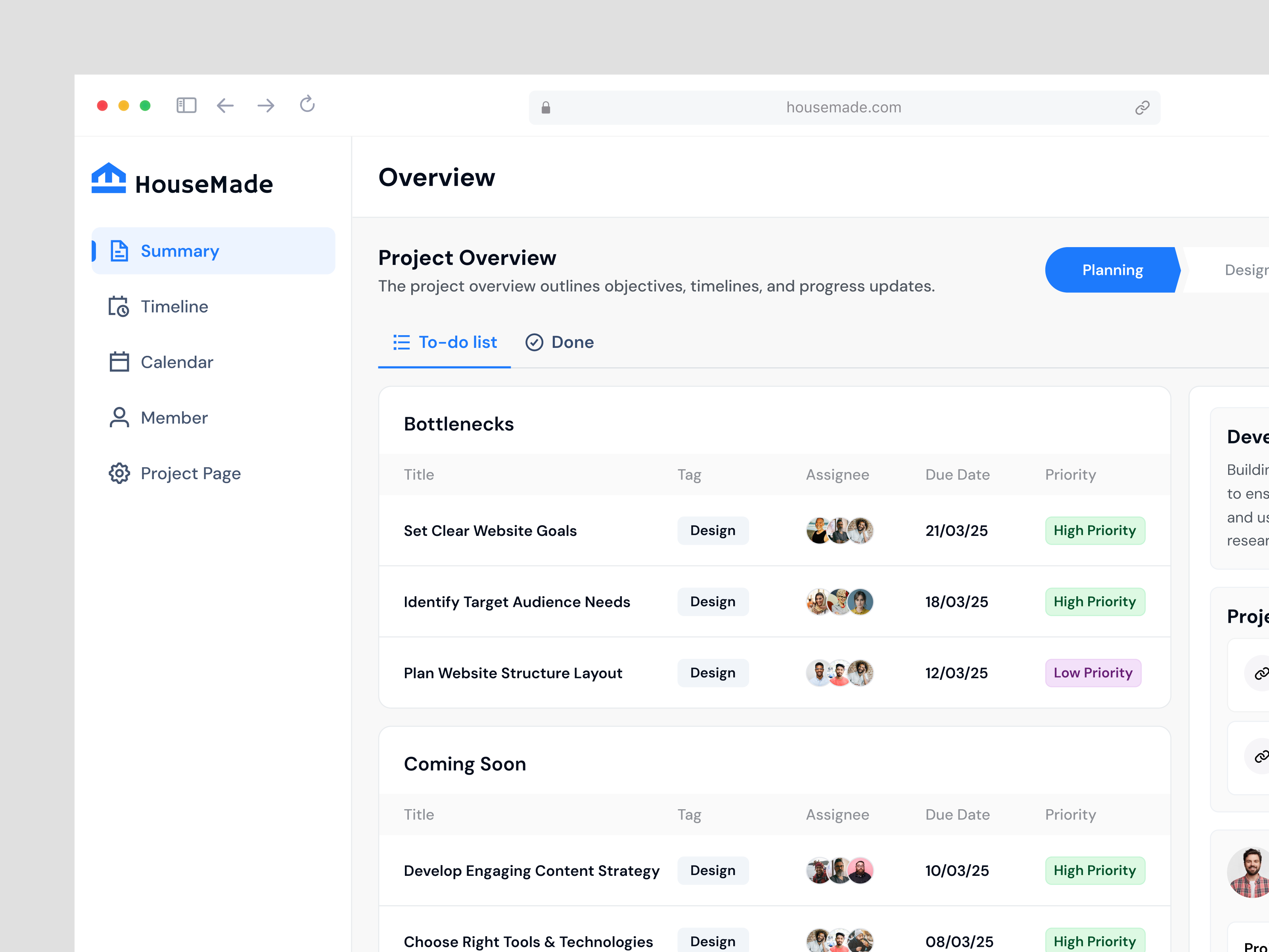 HouseMade - Task & Project Management App Dashboard | UX by Shahid Miah ...
