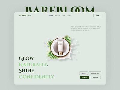 Barebloom - Landing Page dribbble new oil shot skincare uiux webdesign webpage