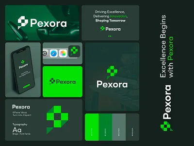 Pexora Logo Branding Design brand identity branding design graphic design illustration letter lettermark logo logo design p ui