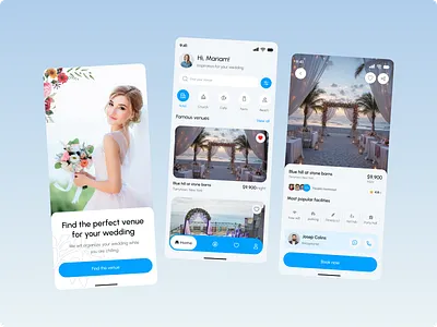 Wedding Planner Mobile App app application arrangement booking calender events freelance mobile mobile app organize party planning project recruiter remote schedule ui venue wedding