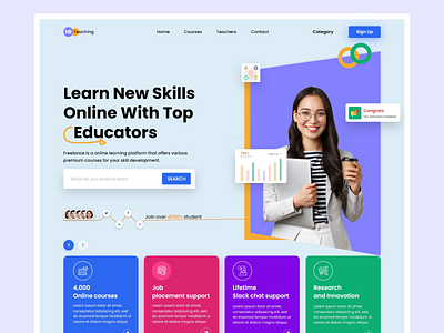 Online Learning Platform Landing page design graphic design interface learning website online platfrom design research ui ux ux design web design website design