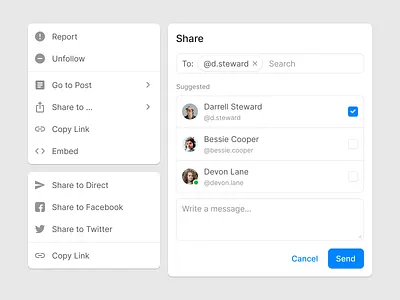 Share Post design system figma form input post share social ui ui kit