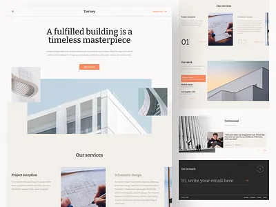 Tierney - Website architect building clean color construction consultant design graphic design grid home landing page orange ui uiux userinterface ux web web ui website website design