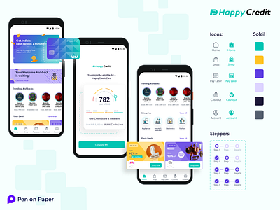 UI Style Guide for HappyCredit app branding design happycredit illustration logo mobileapp penonpaper styleguide ui ui design ui ux uidesign uistyleguide uxstyleguide