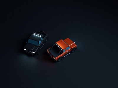 Pickups - Low Poly III 3d blender cars cycles lights lowpoly night pickups