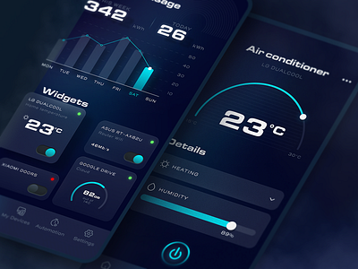 Smart Home | Concept App app blue concept dark design device extended figma future home intelligent mobile mobile app mode modern product smart ui uiux ux