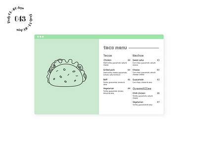 Daily UI #43 - Menu daily ui food illustration menu ui