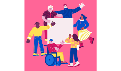 Inclusive colleagues cartoon character design graphic design ill illustration illustrator vector