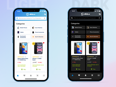 Alza Ecommerce Light & Dark mode alza dark mode design ecommerce figma ios light mode mobile ui ux