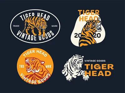 Vintage Tiger Illustration badge design brand branding design distressed graphic design hand drawn identity illustration illustrator label logo logo badge logogram logotype packaging procreate retro vector vintage