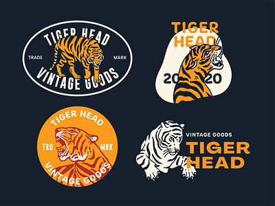 Vintage Tiger Illustration badge design brand branding design distressed graphic design hand drawn identity illustration illustrator label logo logo badge logogram logotype packaging procreate retro vector vintage
