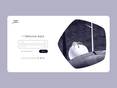 Monotone Login page🗝️ 2d affinity designer cat doodle grain texture illustration login form minimal monotone presentation register shapes sign in page signin signup ui ux ux writing vector webdesign