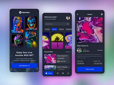 OpenSea Redesign Challenge app design application binance bitcoin blockchain crypoart crypto fan token illustration marketplace mobile app nft nft app nftmarketplace opensea opensea app platform token trending uiux