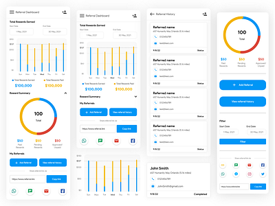 Referral App app branding design graphs logo referral ui ux widgets