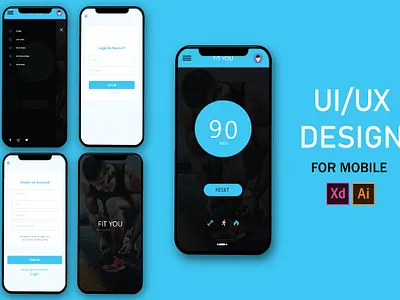 FIT APP UI DESIGN adobe illustrator adobe xd mobile app design ui ui design uiux design user interface design