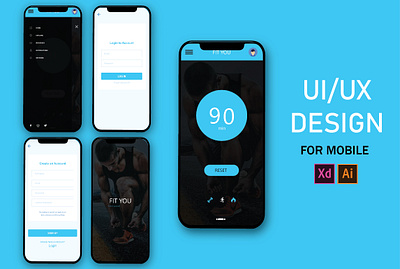 FIT APP UI DESIGN adobe illustrator adobe xd mobile app design ui ui design uiux design user interface design