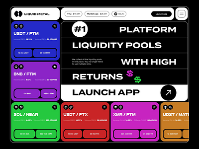 Platform Crypto Liquidity Pools animation blockchain clean crypto crypto wallet cryptocurrency decentralised defi exchange finance gradient investment landing trading uiux wallet webdesign webpage website