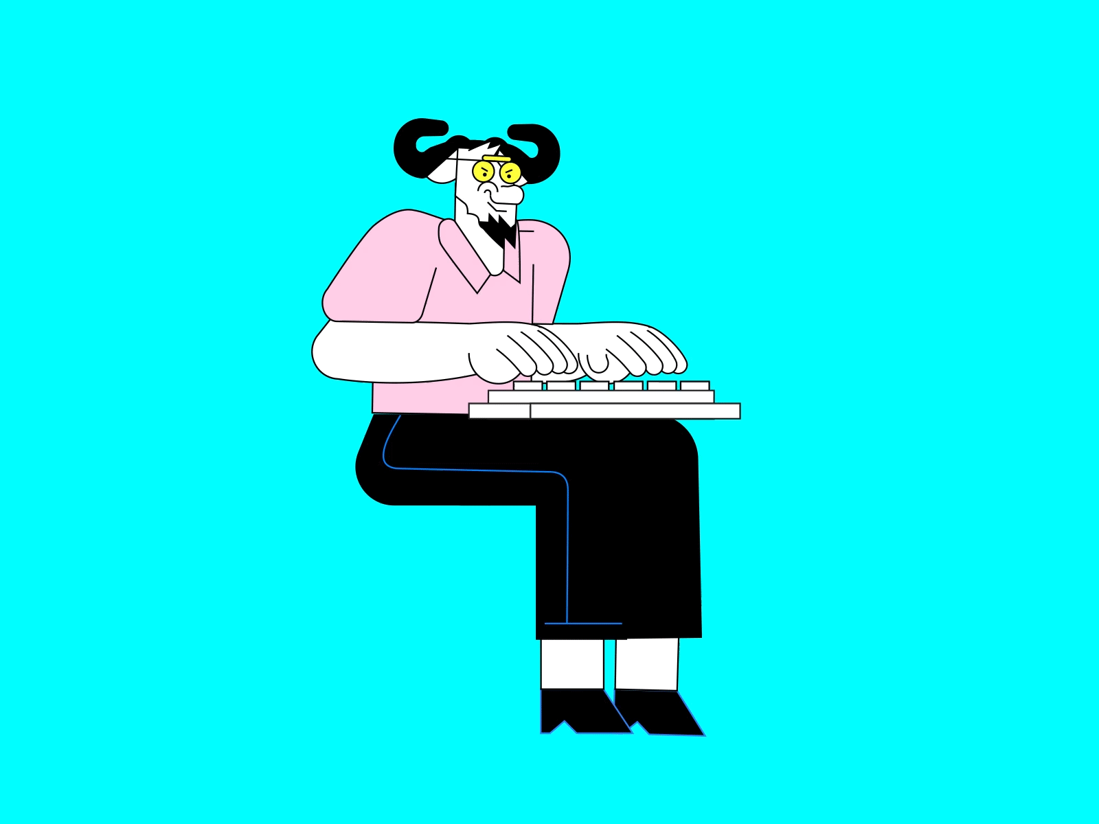 Working hard or hardly working? 2danimation aftereffects animation bull character animation computer office typing vector work