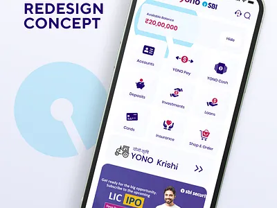 YONO SBI Mobile App- Redesign Concept baking app best ui design redesign concept state bank of india ui design yono sbi mobile app
