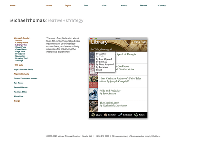 Reader Library dropdown menu branding cx design digital strategy ui