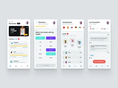 Language Learning (Light) app education educational language learning mobile ui ux