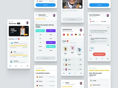 Language Learning (Light) app education educational language learning mobile ui ux