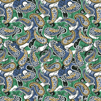 Green Paisley colorful illustrated pattern illustration pattern patterns textile