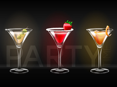 Martini party time bar cocktail drink illustration martini menu party party time weekend