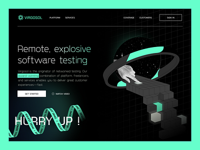Virgosol - Software Testing Company Landing Page abstract design hero landing space test testing ui universe website