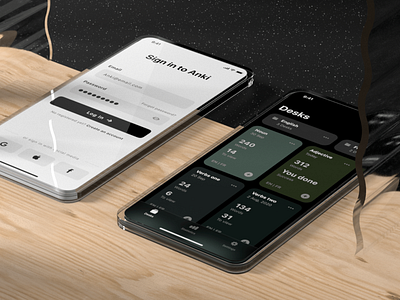 Anki App 3d app arnold card dark design ios login minimal mobile registration render study ui