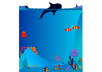 Underwater Scene Illustration deep sea plants deep sea scene deep sea water fish fish illustration graphic design illustration ocean bed ocean illustration octopuses sea sea bed sea plants underwater scene underwater scene illustration underwater scenery water whale