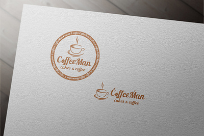 Logo for cafe "CoffeeMan Cakes & Coffee " adobe illustrator adobe photoshop bakery branding brownie cafe cake cakes coffee cup cup of coffee design graphic design illustration logo logo cafe mockup taste typography vector