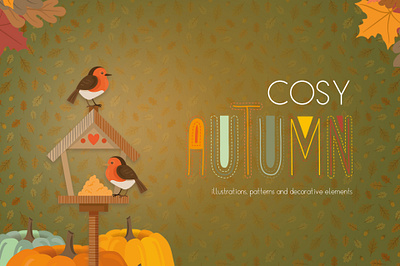 Cosy autumn illustrations apple autumn bird cat collection cosy cute design fall forest harvest illustration leaves mushroom pumpkin set vector