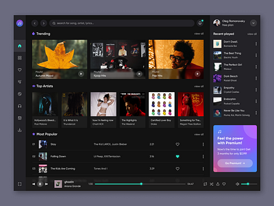 Moozeek - Music Player 🎵 dark darktheme interface music musicplayer sound ui ux webdesign