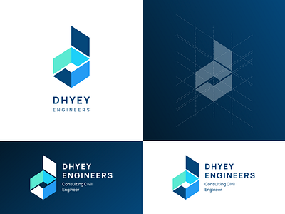 Logo concept for Construction company 3d blue branding clean construction logo consulting logo graphic design green letter d logo sea