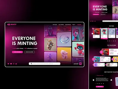 MINTIT NFT PLATFORM animation design freelance header landing page metaverse nft nft platform platform product design ui ux web web design web platform web site website