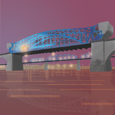 Walnut Street Bridge Illustration illustration