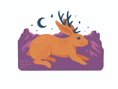 Mountain jackalope art design drawing graphic design illustration nature procreate art