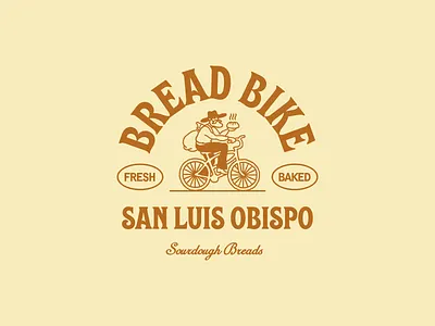 Bread Bike badge bicycle bike branding bread character graphic design icon illustration logo vintage