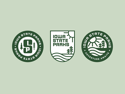 Iowa State Parks Badge Options badge design icon illustration iowa logo outdoor outdoor badge state park tree trees vector