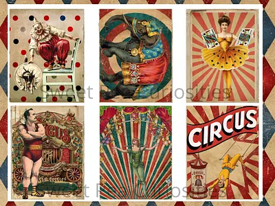 Circus Ephemera Journal Cards collage design ephemera folio journal junkjournal