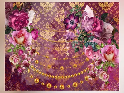 Burgundy Floral Paper collage design ephemera folio junkjournal